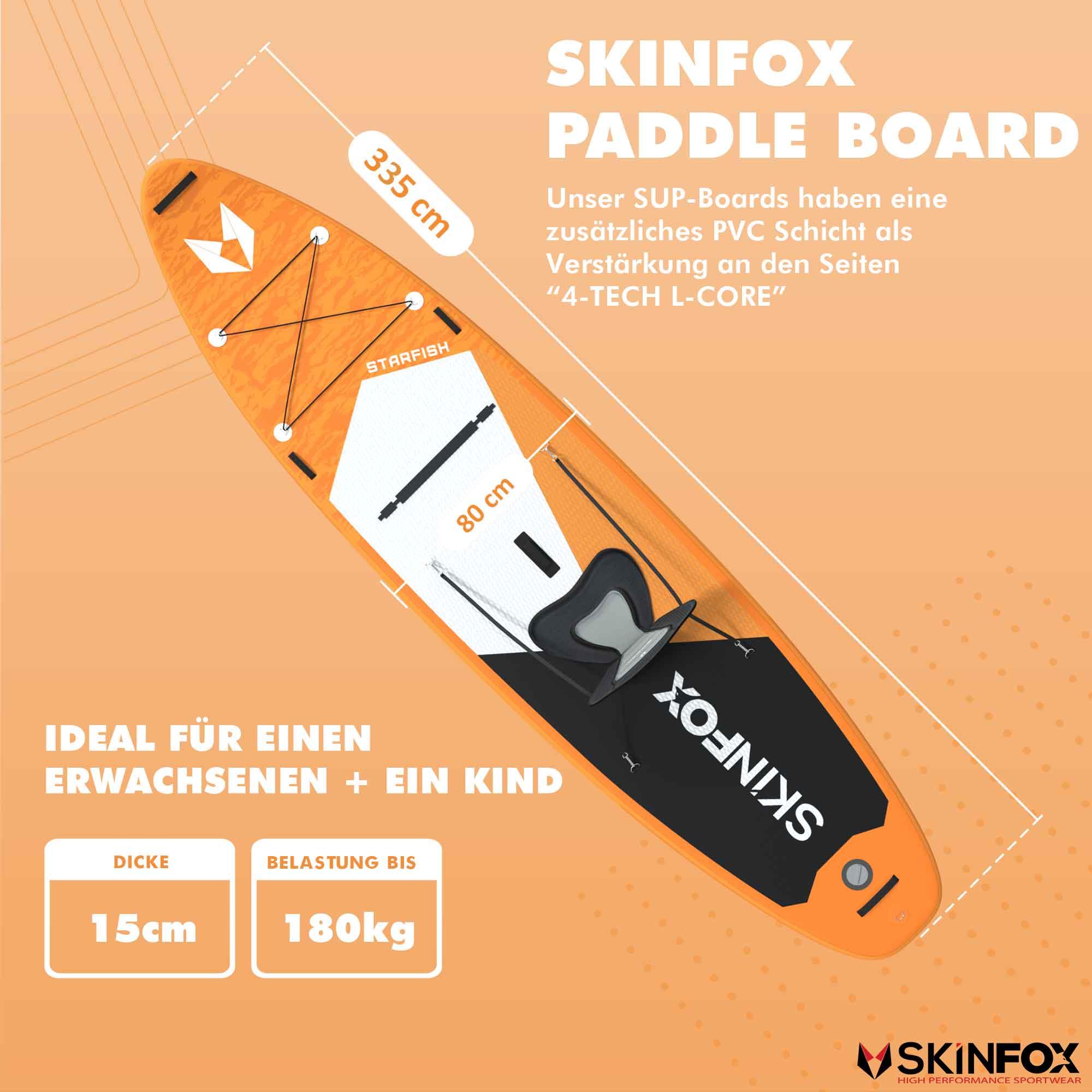 SKINFOX STARFISH CARBON-SET (335x80x15)  4-TECH L-CORE SUP Paddelboard orange