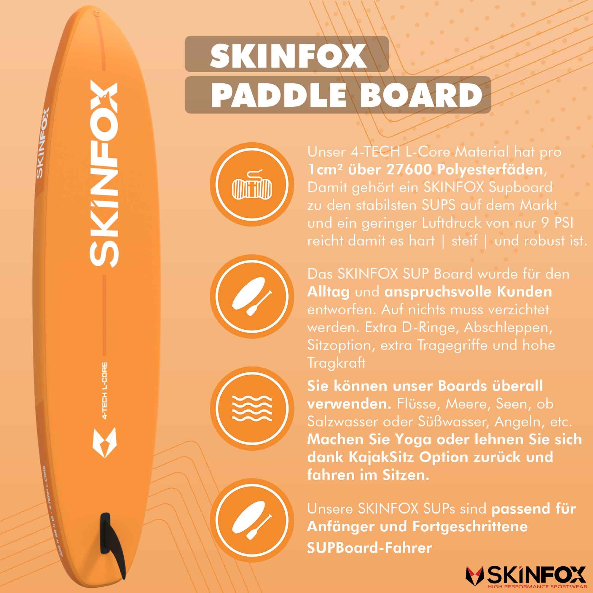 SKINFOX STARFISH CARBON-SET (335x80x15)  4-TECH L-CORE SUP Paddelboard orange