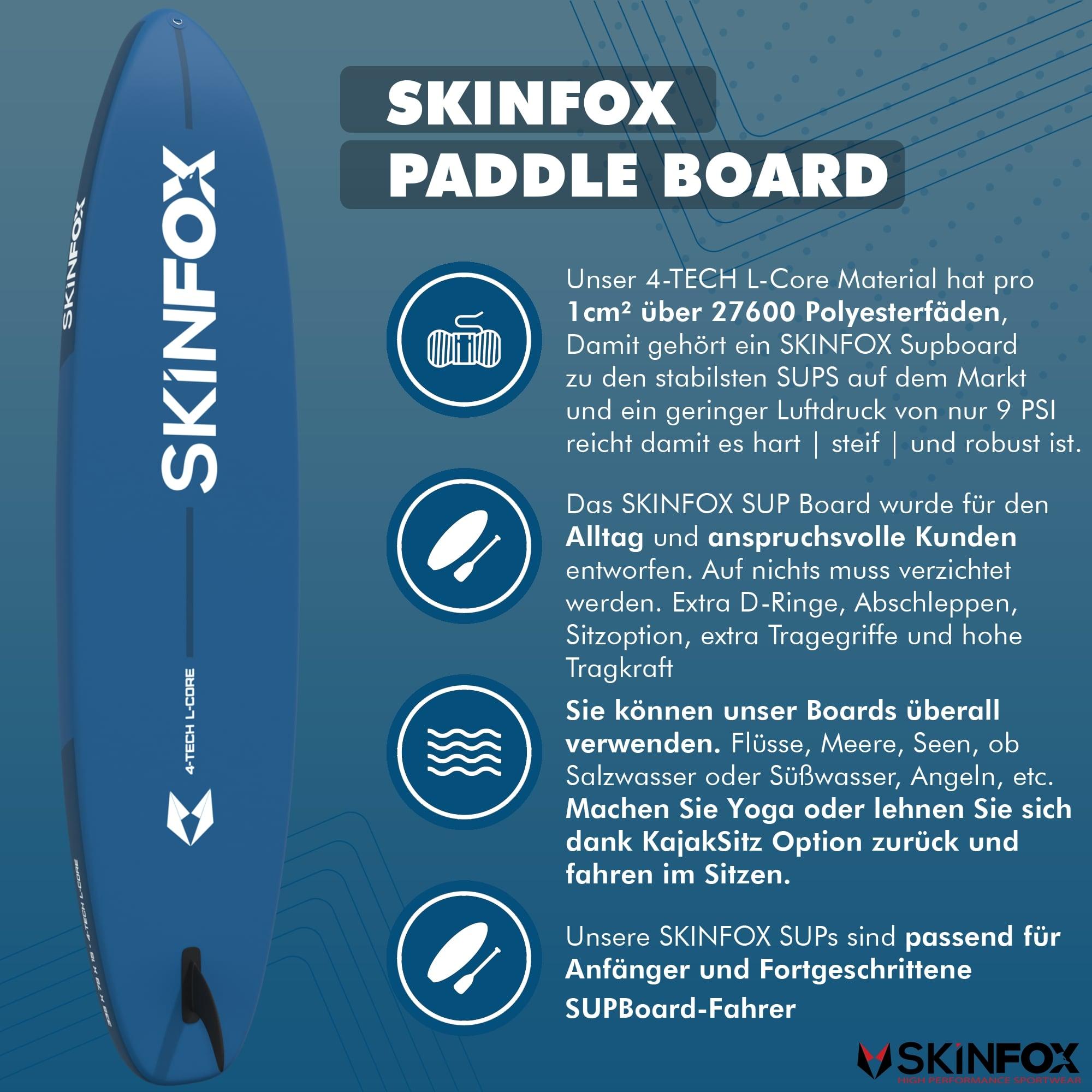 SKINFOX SEAPIKE  ALU-SET (335x78x15)  4-TECH L-CORE SUP Paddelboard blau