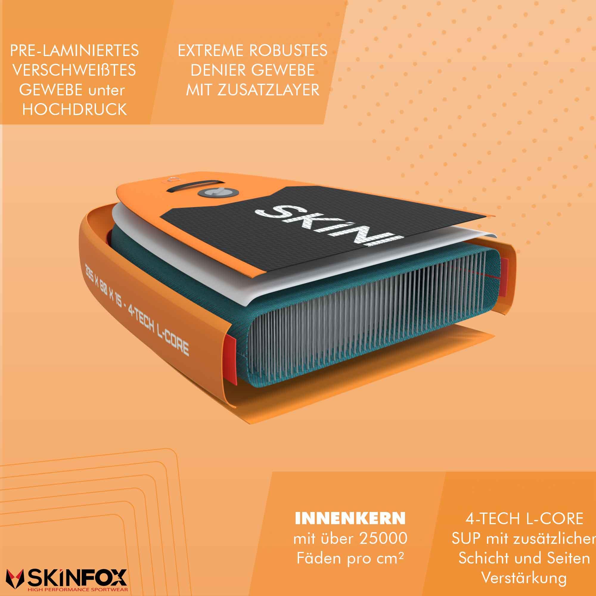 SKINFOX STARFISH CARBON-SET (335x80x15)  4-TECH L-CORE SUP Paddelboard orange