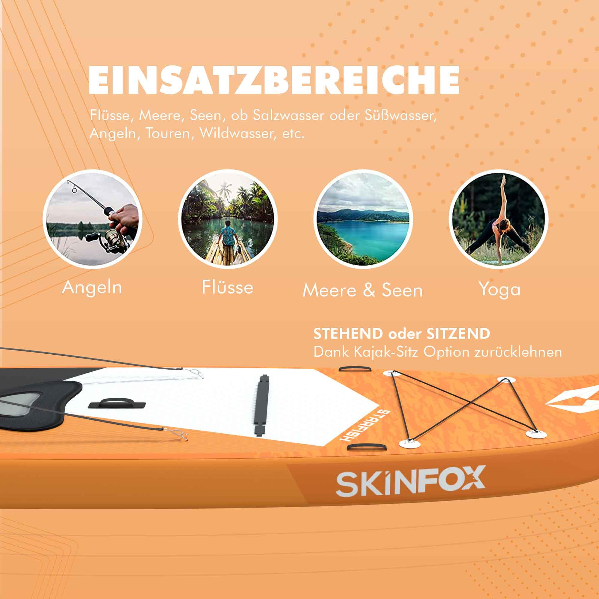 SKINFOX STARFISH CARBON-SET (335x80x15)  4-TECH L-CORE SUP Paddelboard orange