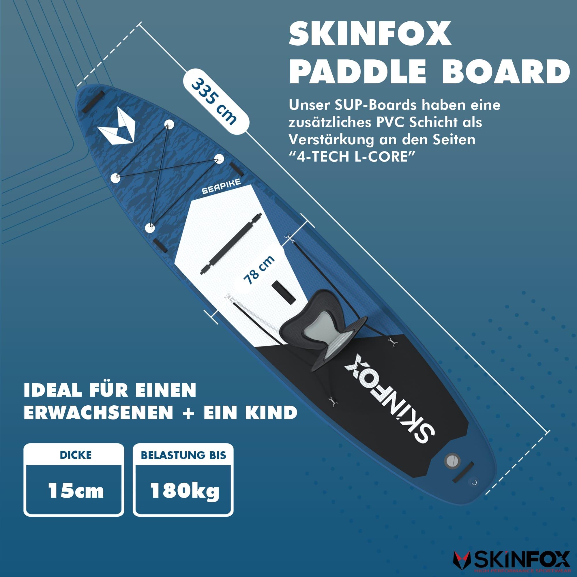 SKINFOX SEAPIKE  ALU-SET (335x78x15)  4-TECH L-CORE SUP Paddelboard blau