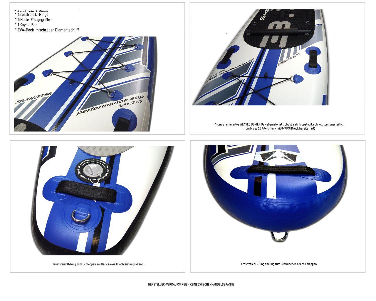 SKINFOX SEAHORSE CARBON-SET (335x78x15)  4-TECH L-CORE SUP Paddelboard blau
